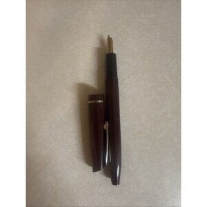 Vintage Osmiroid 65 fountain pen Maroon Italic Fine Straight Gold Nib ENGLAND